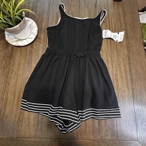 VTG Jantzen Women's Black White Trim Swimsuit One Piece Shorts Size 18 Plus  NWT